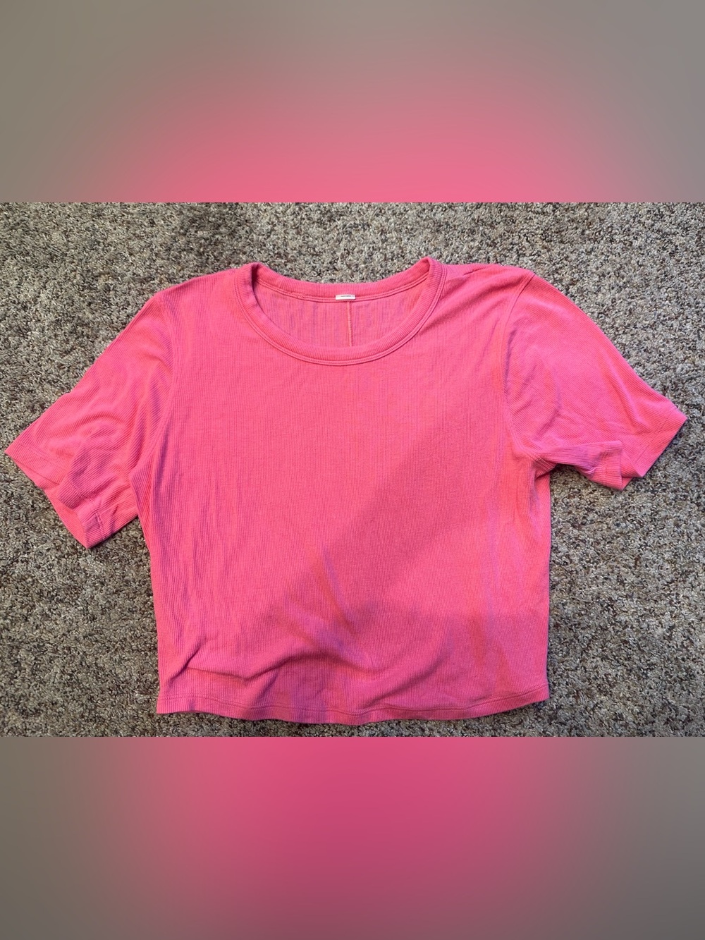 Lulu Lemon Orange/Salmon Crewneck Ribbed Women's Top